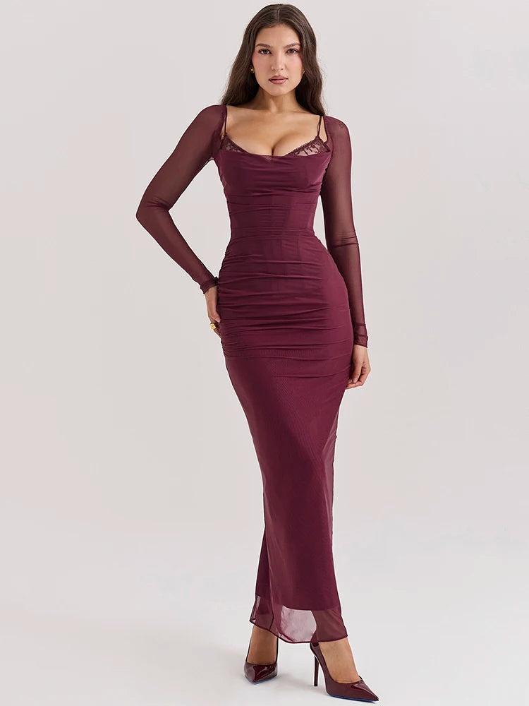 brown family photo dress Karina Maxi Dress – Cue Allure main image 1