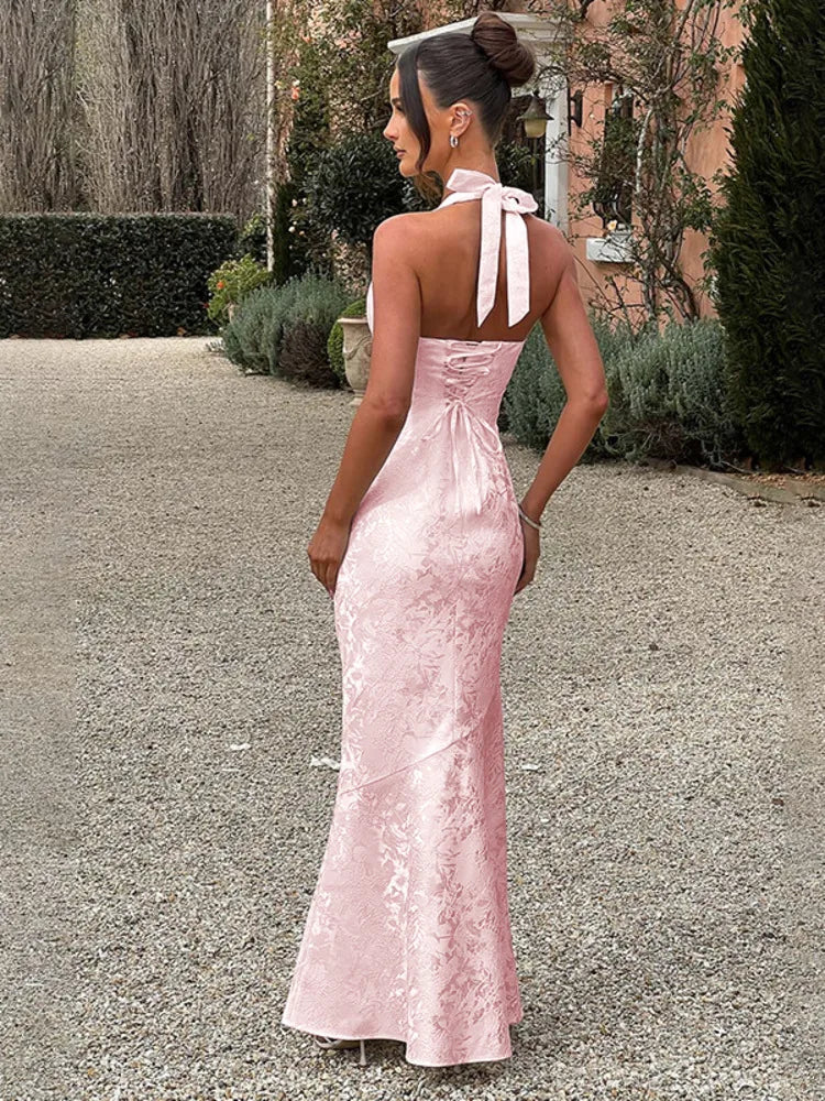 cue pink dress CUE "Twist Strap Cotton" Maxi Dress in Hot Pink ~ size 6