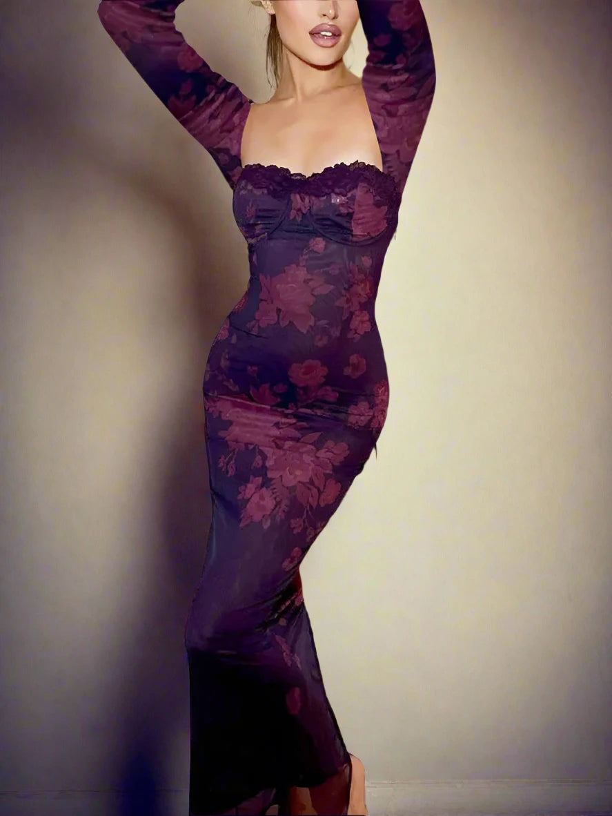 cue purple dress Blue Mini Dress - Neon Bodycon Dress - Double Layer Mesh Dress
